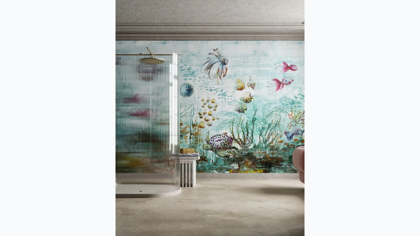Wallpaper with marine background Haoma by Inkiostro Bianco