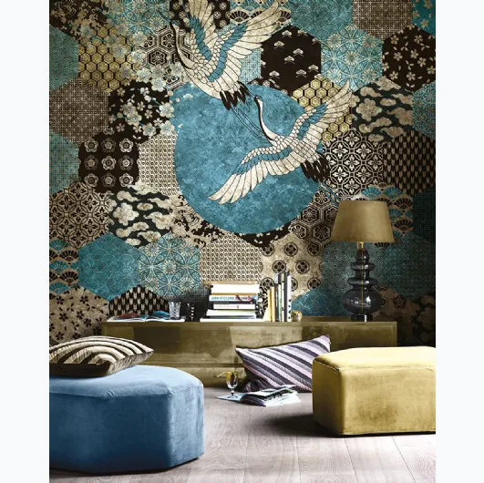 Goldenwall wallpaper with oriental inspiration Kyoto by Inkiostro Bianco.
