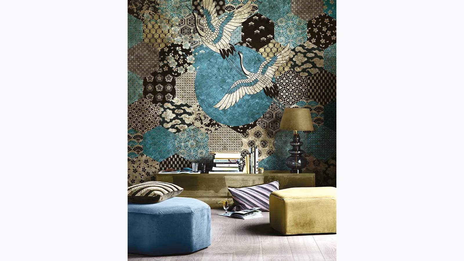 Goldenwall wallpaper with oriental inspiration Kyoto by Inkiostro Bianco.
