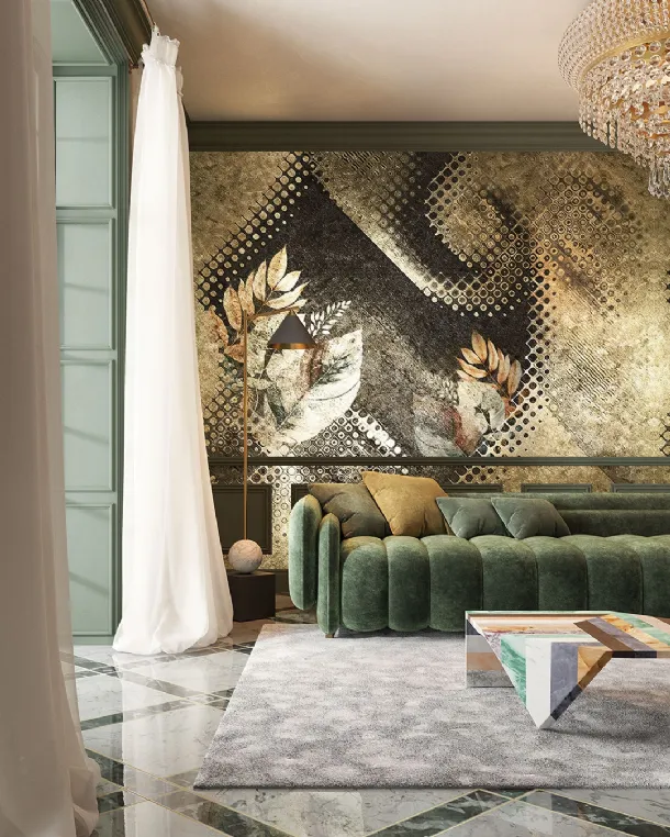 Goldenwall wallpaper with floral illustration Kookspook White Ink