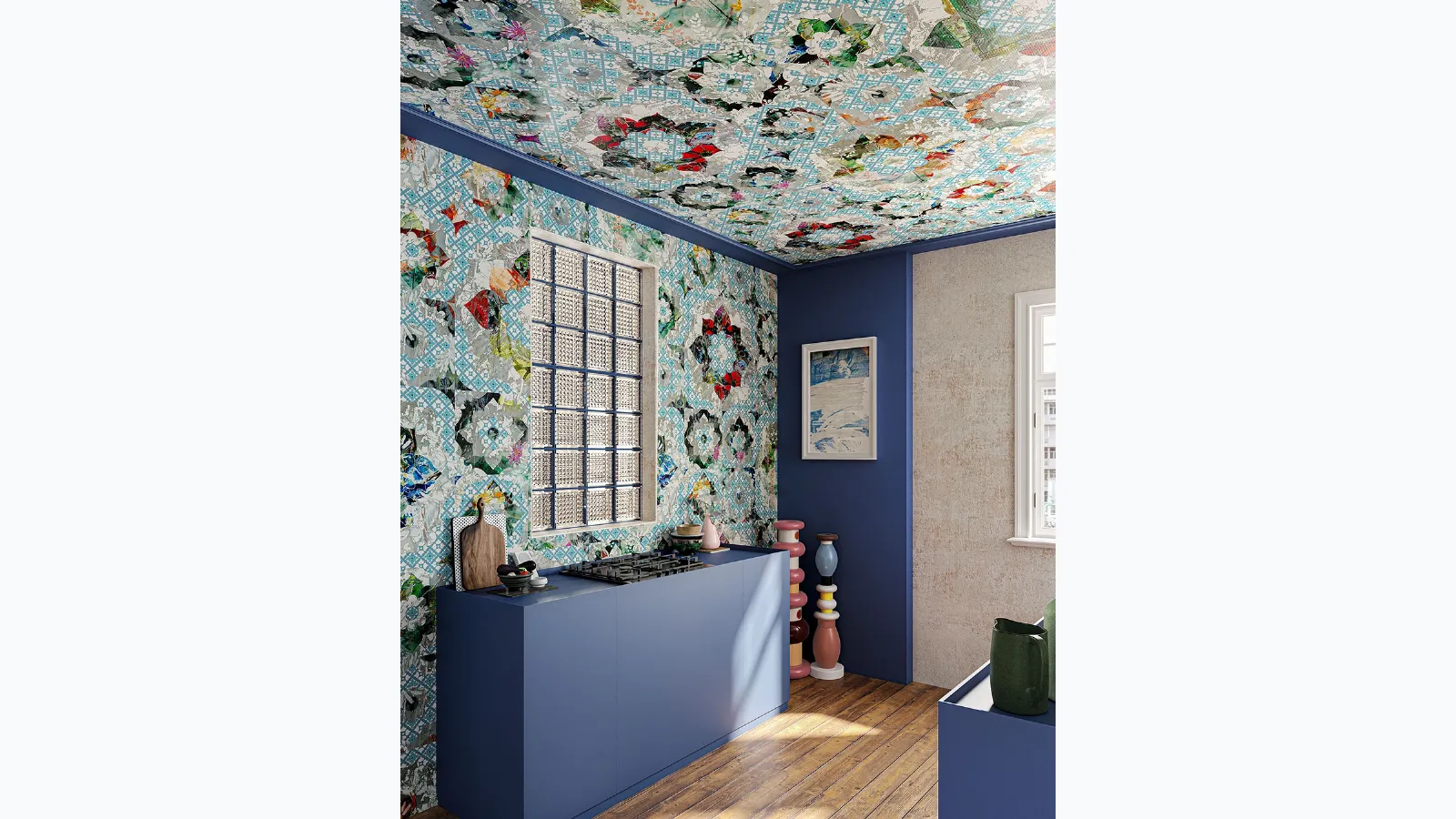 Ladylike geometric floral wallpaper by Inkiostro Bianco.