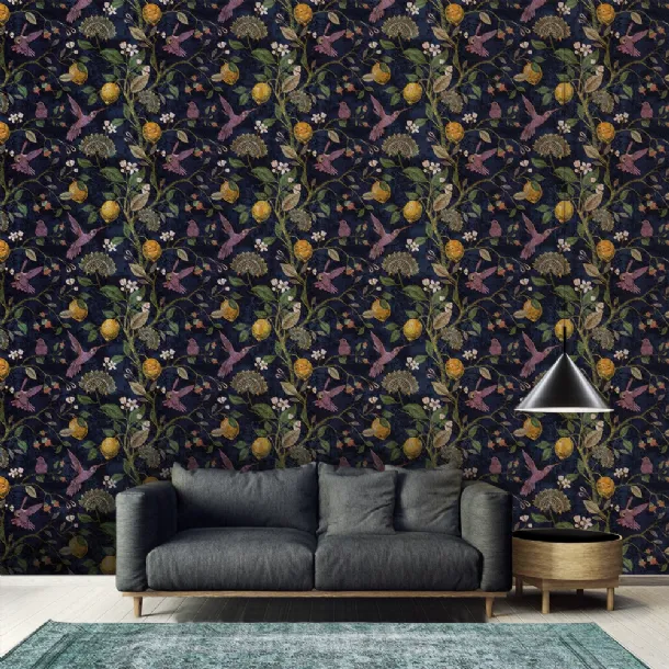 Lemons and birds wallpaper by Adriani and Rossi