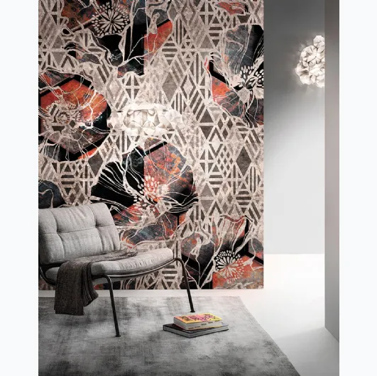 Goldenwall wallpaper with geometric floral illustration Rustilux by Inkiostro Bianco