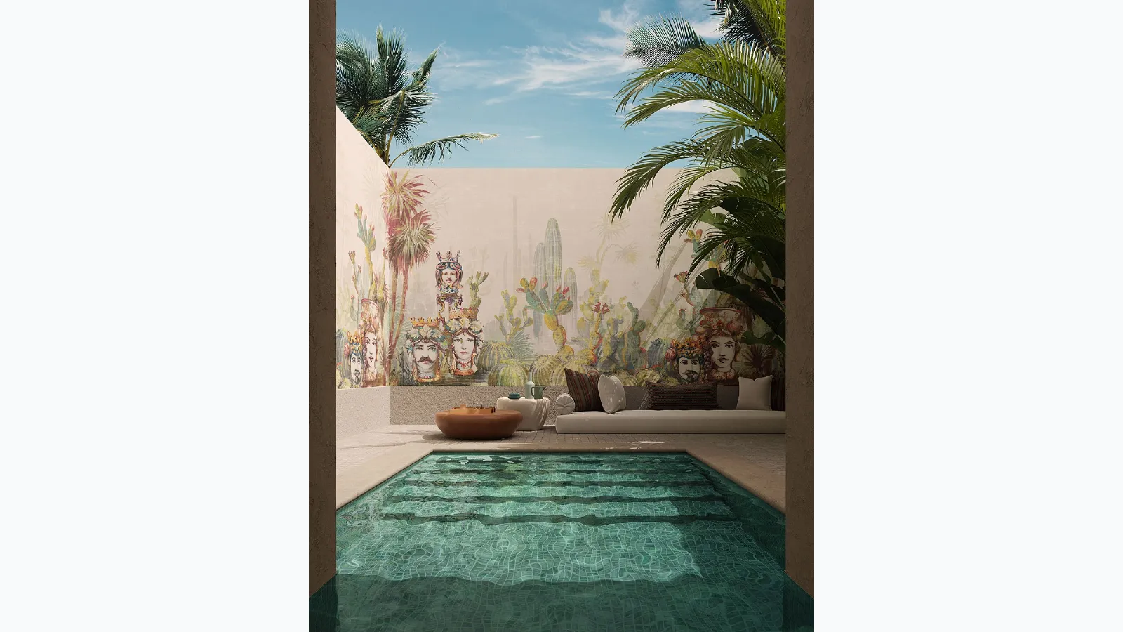 Wallpaper with artistic illustration of Sicily by Inkiostro Bianco