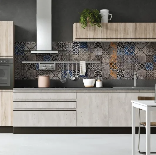 Wallpaper with colorful tile effect Tabs by Adriani and Rossi.