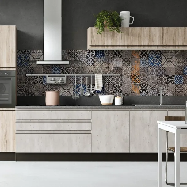 Wallpaper with colorful tile effect Tabs by Adriani and Rossi.