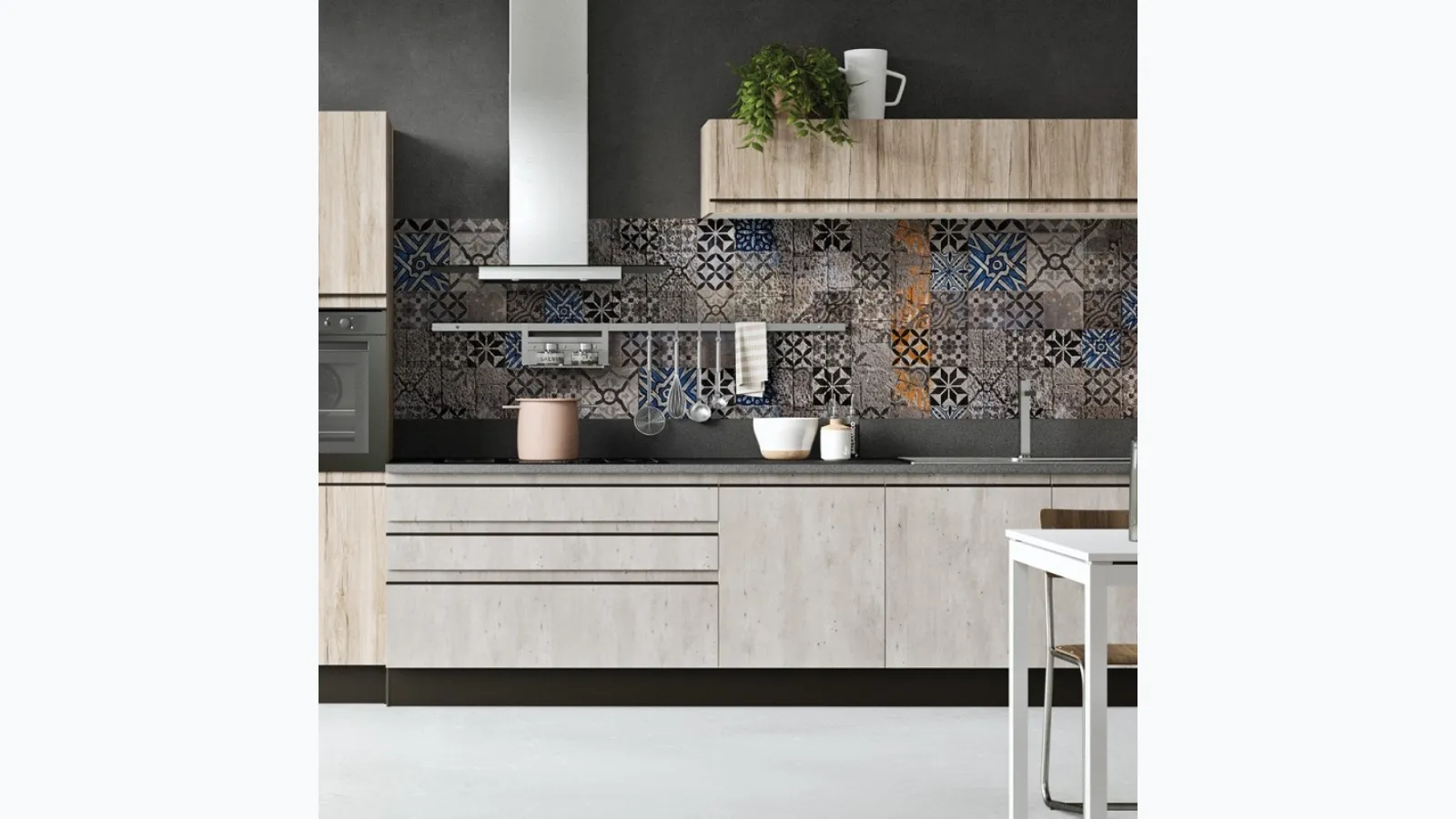 Wallpaper with colorful tile effect Tabs by Adriani and Rossi.