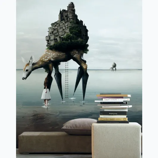 Wallpaper with artistic illustration 