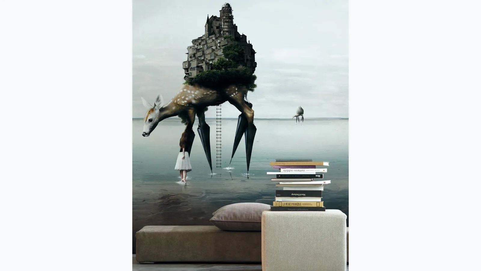 Wallpaper with artistic illustration 