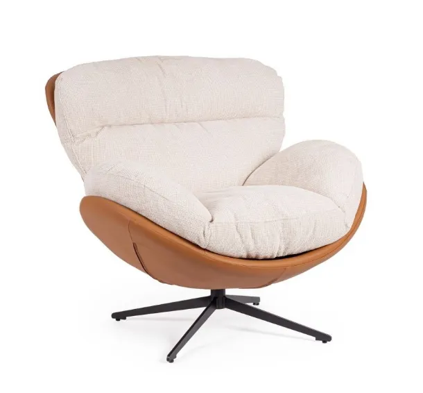 Adinda leather and fabric armchair by Bizzotto.