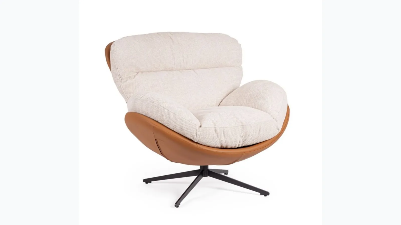 Adinda leather and fabric armchair by Bizzotto.