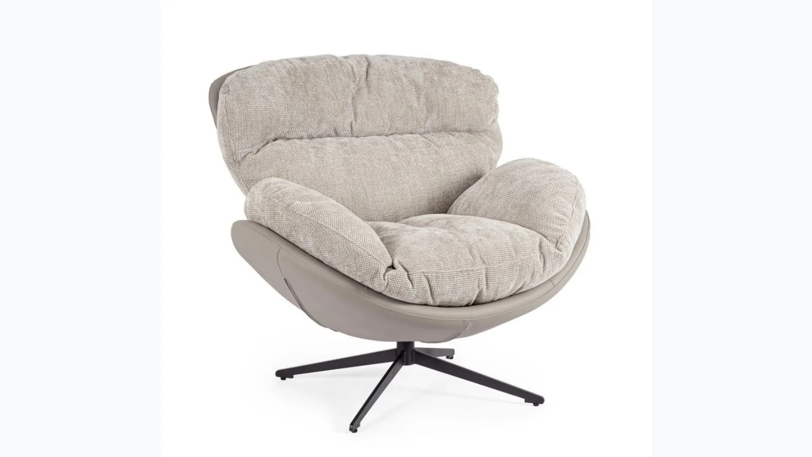 Armchair in eco-leather and fabric Adinda by Bizzotto