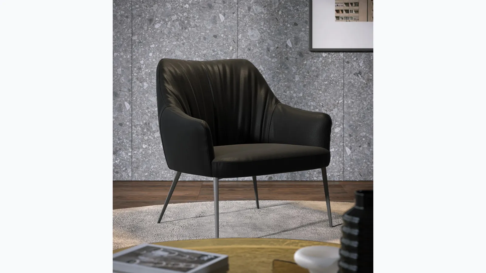Agata Lounge leather armchair by Tonin Casa