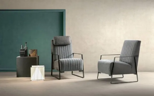 Angy fabric and leather armchair by Samoa.