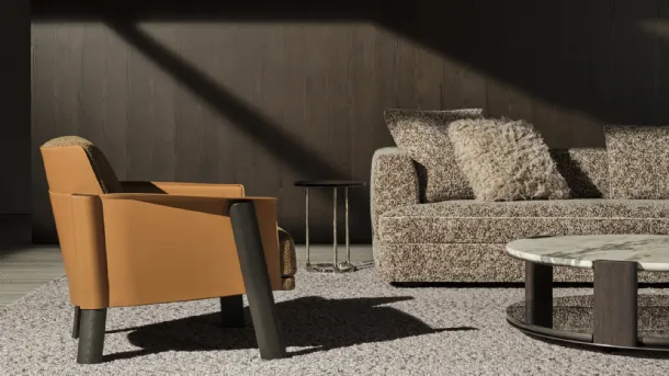 Armand armchair in leather and fabric by Molteni & C