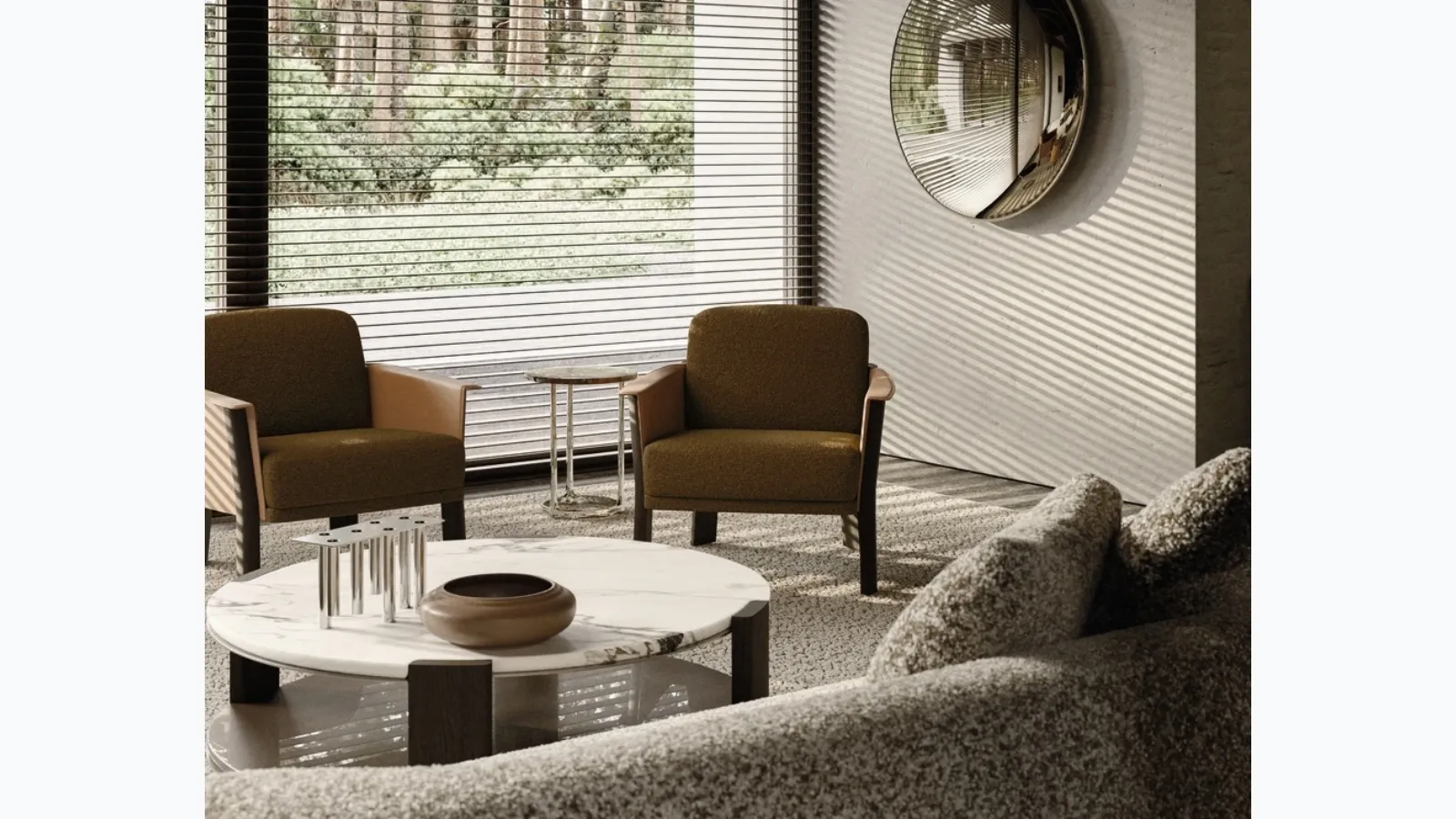 Armand leather and fabric armchair by Molteni & C