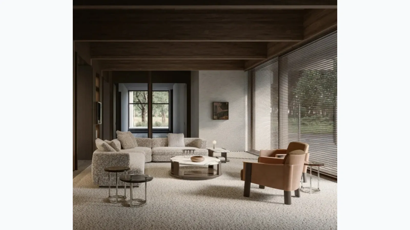 Armand leather and fabric armchair by Molteni & C