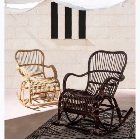 Rocking chair in rattan Casimira by Bizzotto.