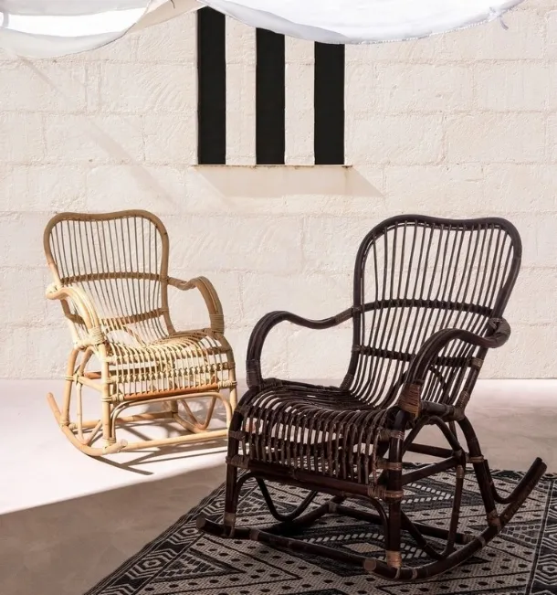 Rocking chair in rattan Casimira by Bizzotto.