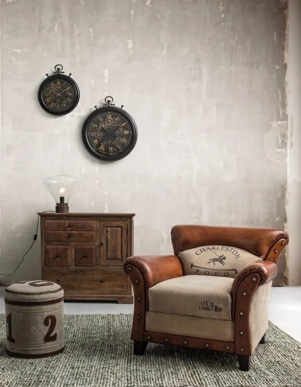 Leather Charleston armchair by Bizzotto