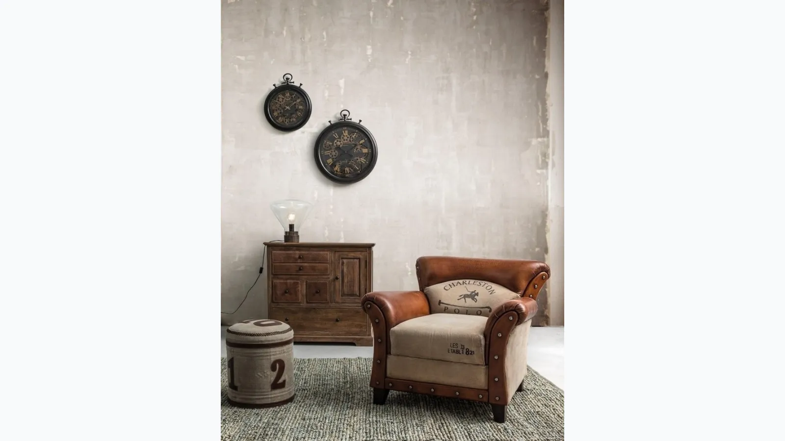 Leather Charleston armchair by Bizzotto