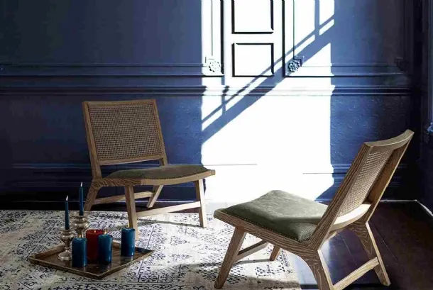 Wood and rattan armchair Cortilia by Bizzotto.