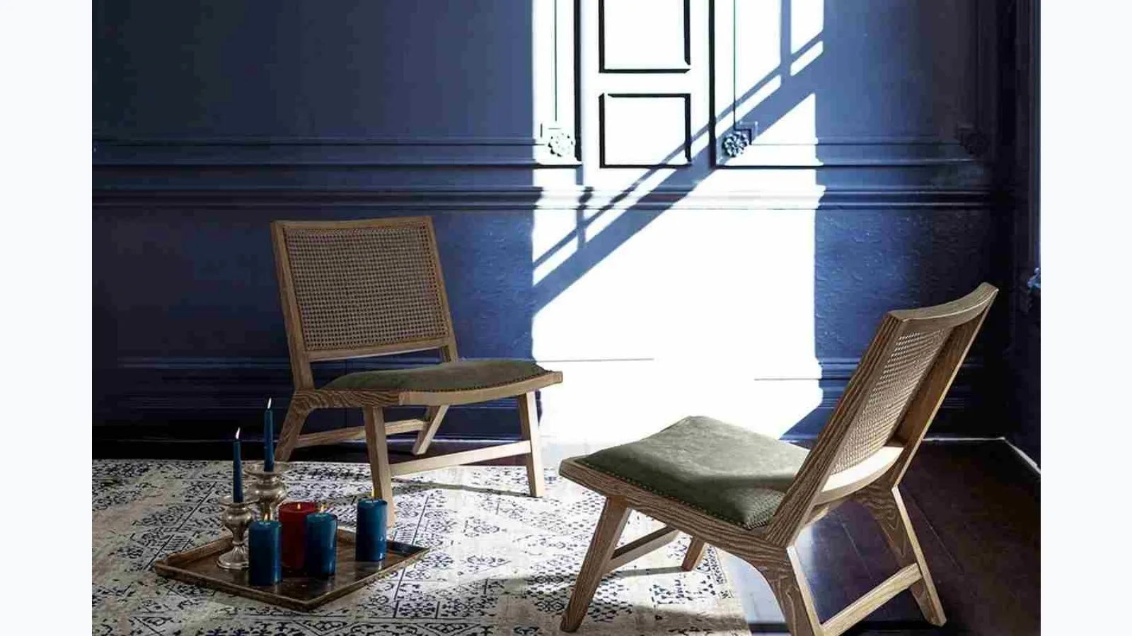 Wood and rattan armchair Cortilia by Bizzotto.