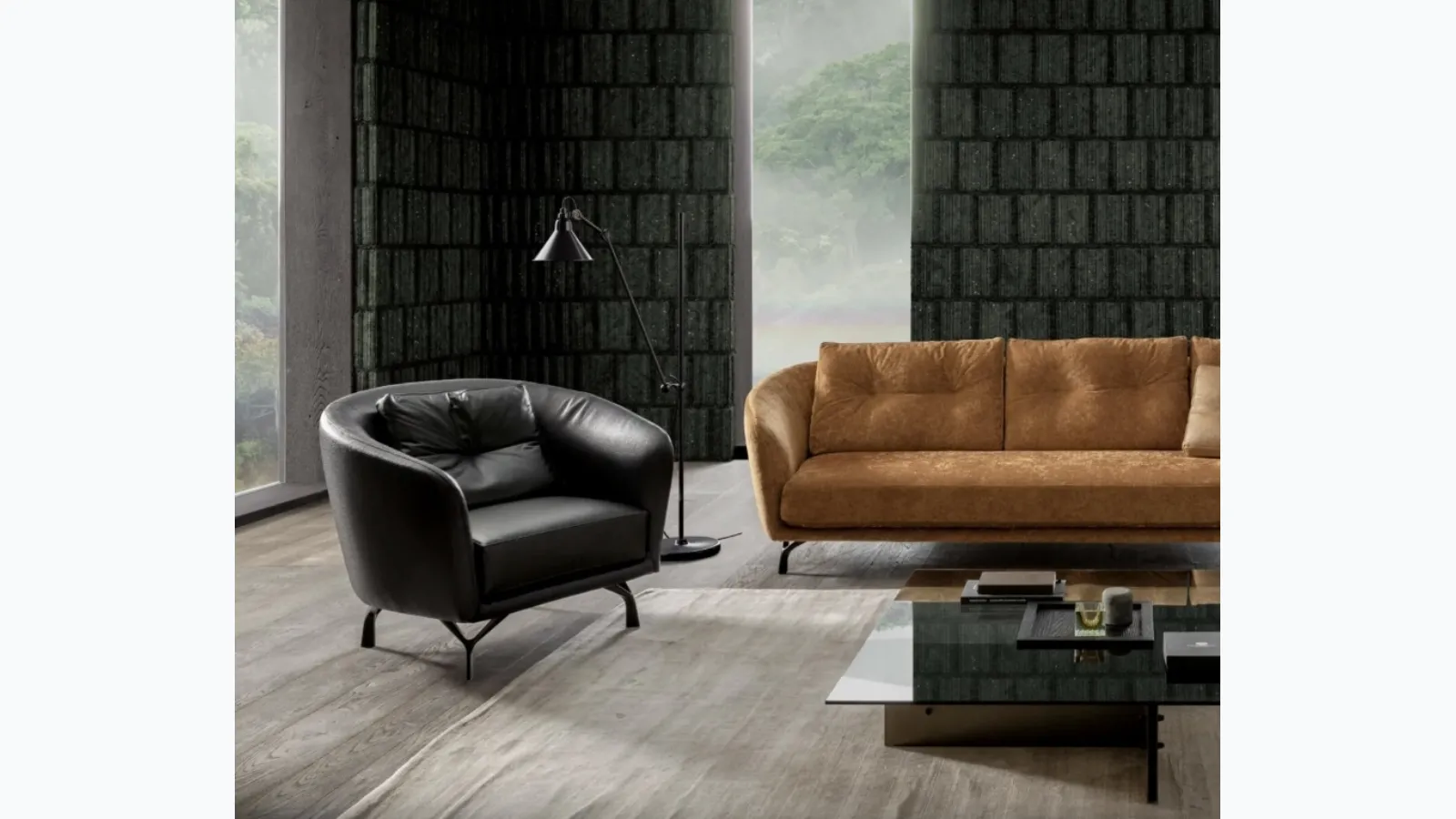 Leather armchair with enveloping backrest Ethos by Valentini.
