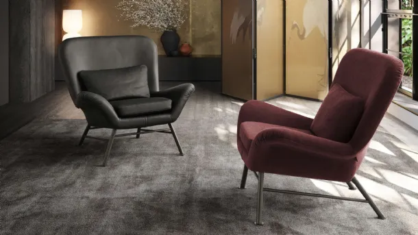 Flap armchair in leather or fabric by Valentini.