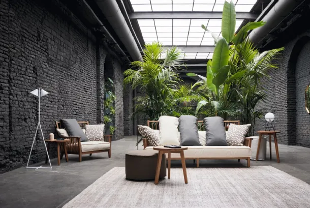 Gray armchair in walnut by Gervasoni