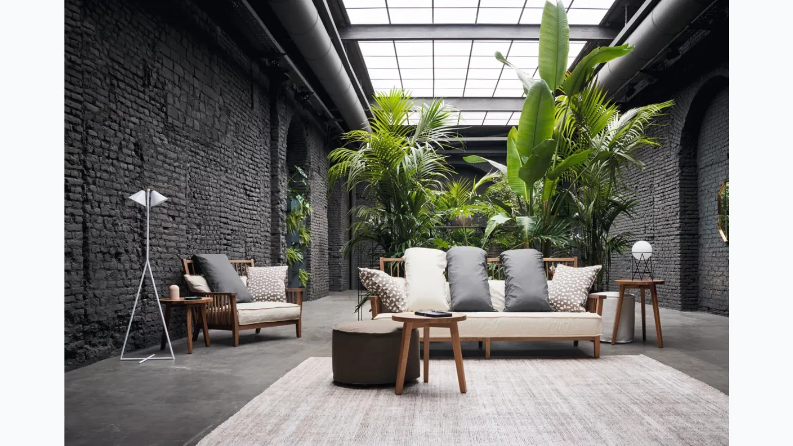 Wooden armchair with padded seat Gray by Gervasoni