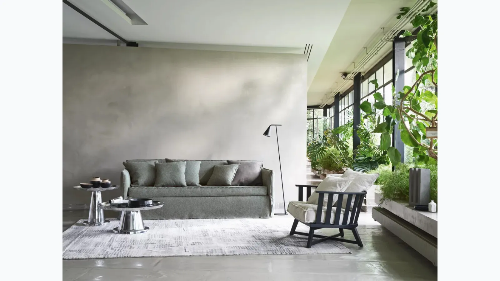 Wooden armchair with upholstered seat Gray by Gervasoni