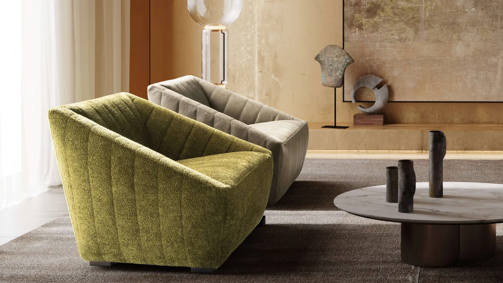 Leather or fabric armchair Gregory by Valentini.