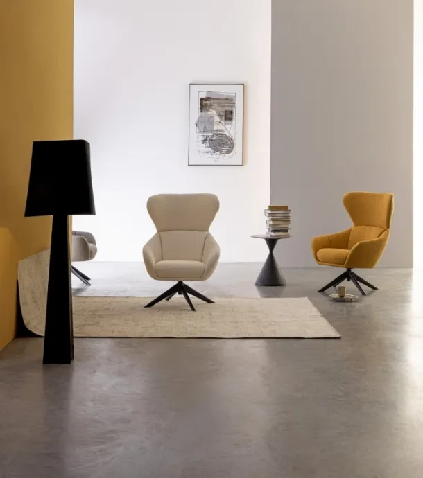 Swivel armchair in Hailey fabric by Bizzotto