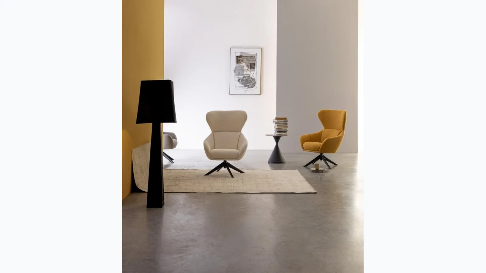 Swivel armchair in Hailey fabric by Bizzotto