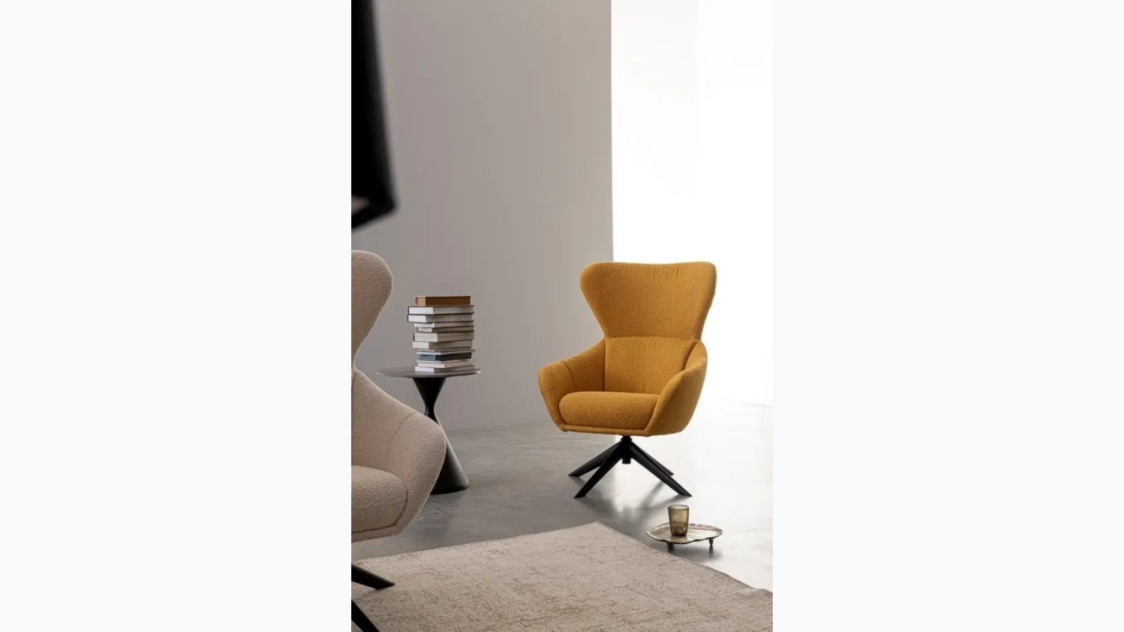 Swivel fabric armchair Hailey by Bizzotto.