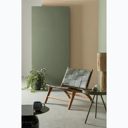 Leather and teak Joanna Lounge armchair by Bizzotto.