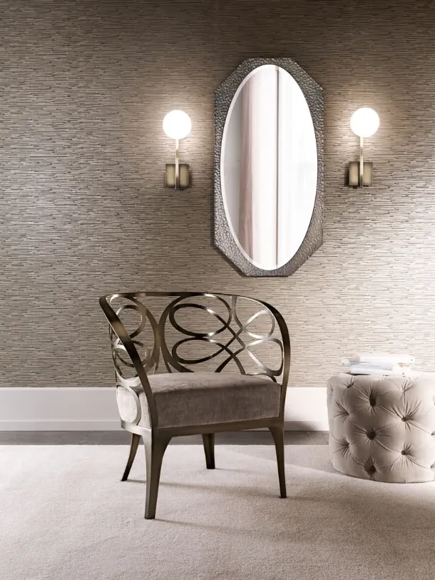 Design armchair Noè with base and backrest in iron by Cantori.