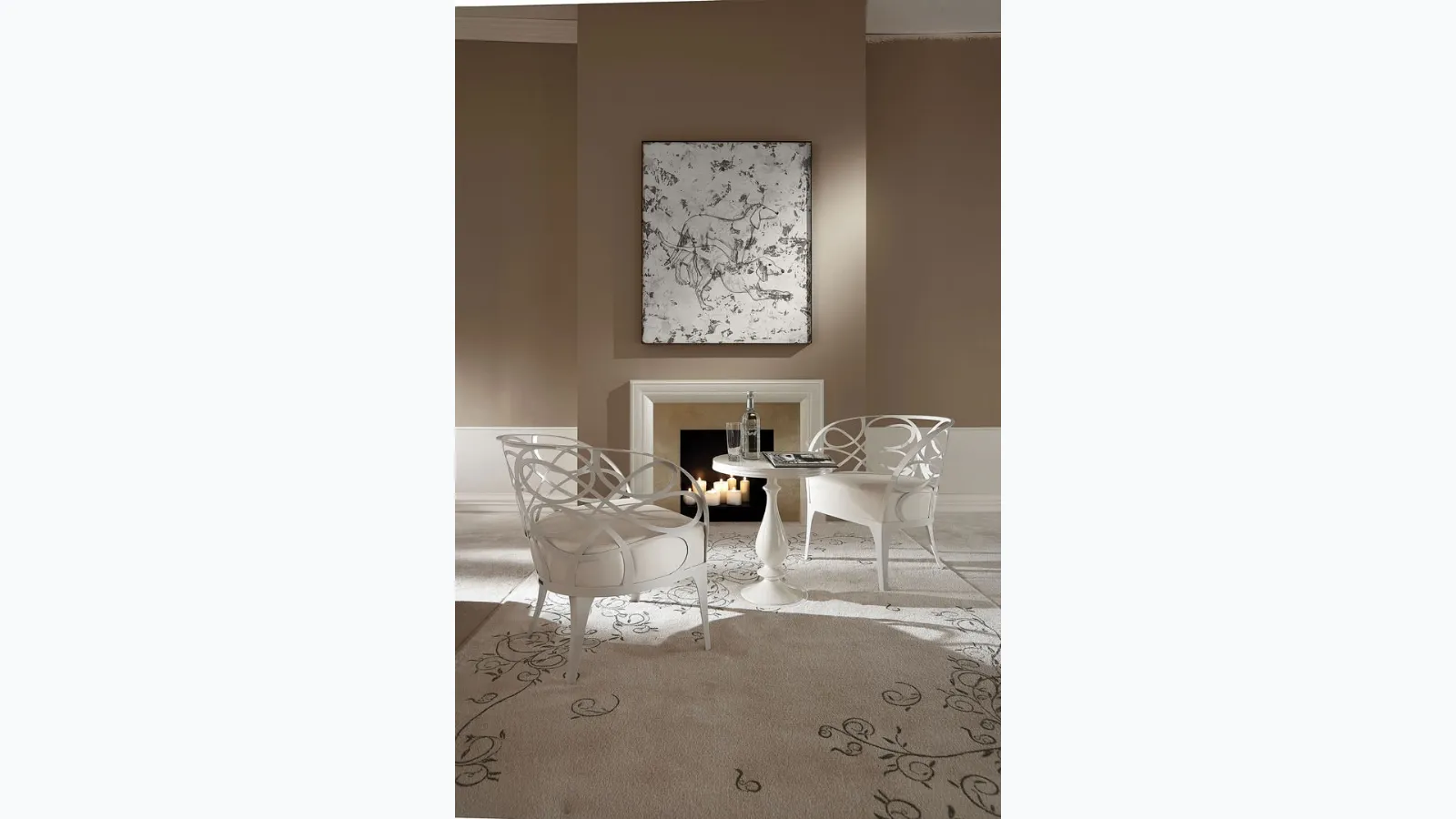 Design armchair Noè with base and backrest in iron by Cantori.