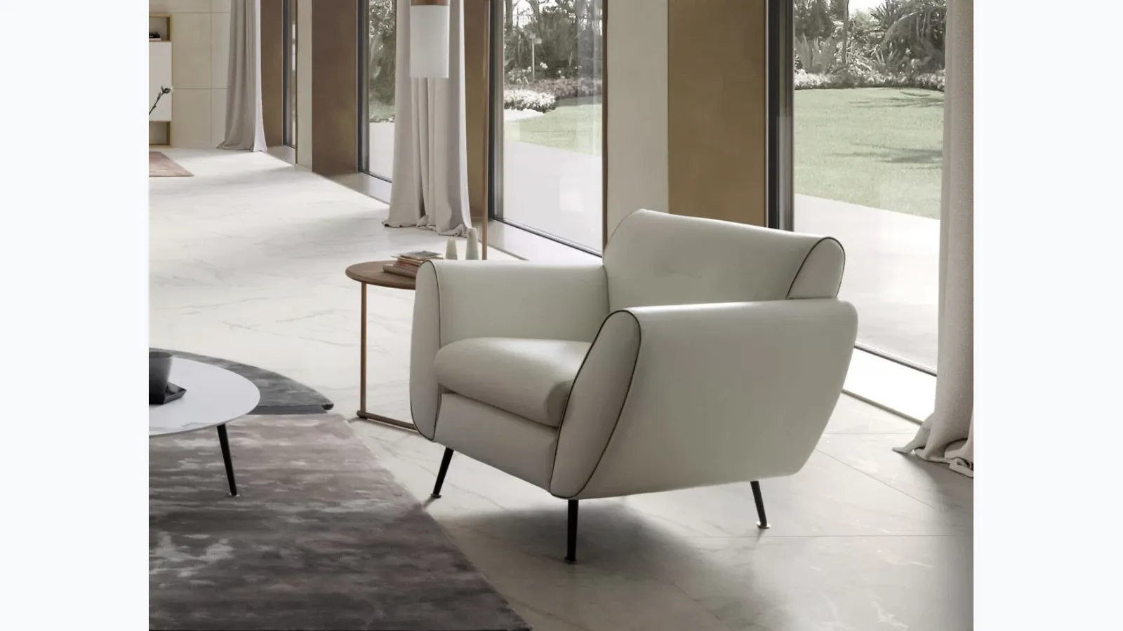 Leather armchair Olive by Presotto.