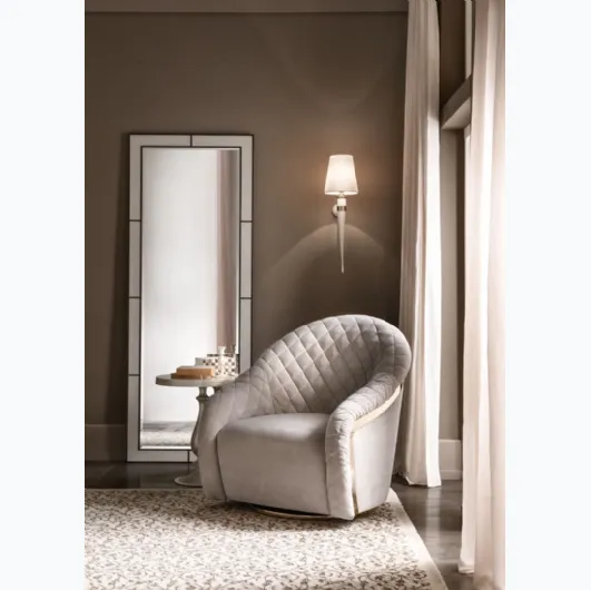 Fabric armchair with swivel metal base Portofino by Cantori.