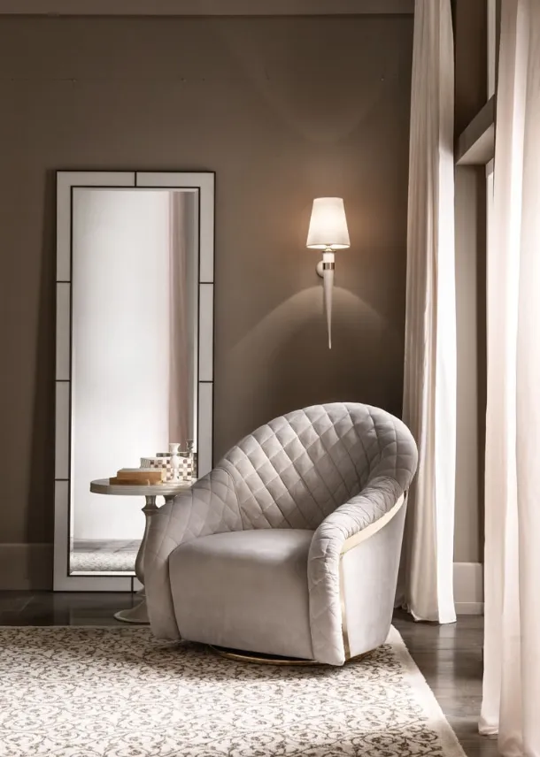Fabric armchair with swivel metal base Portofino by Cantori.