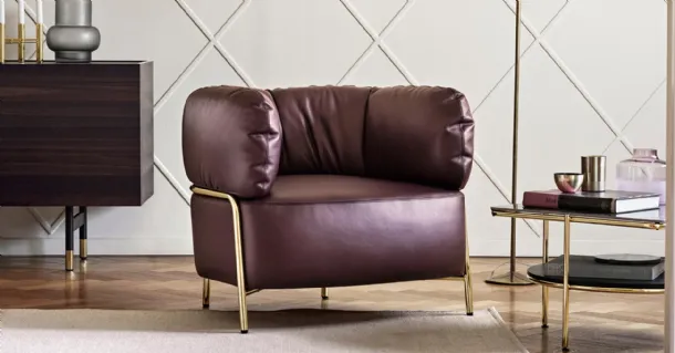 Leather Quadrotta armchair by Calligaris