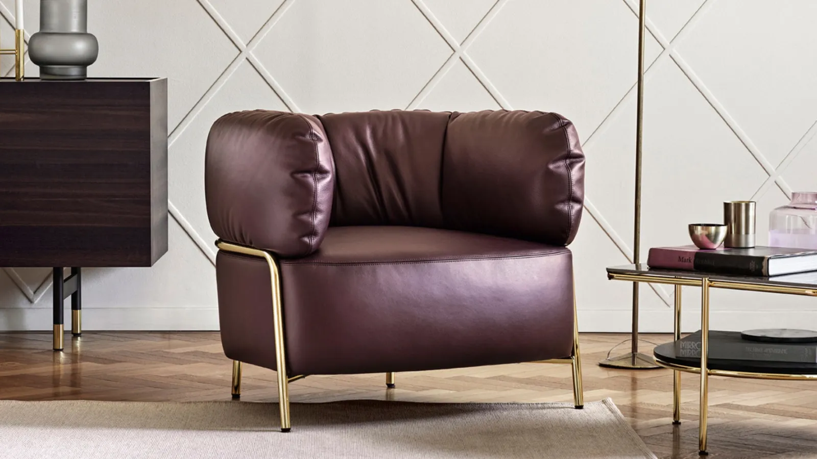 Leather Quadrotta armchair by Calligaris