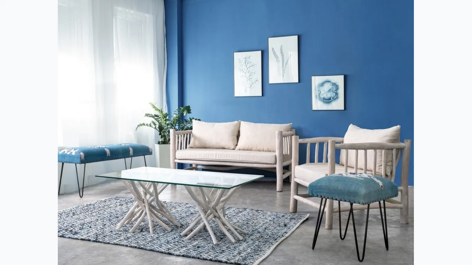 Whitewashed teak armchair Shael by Bizzotto