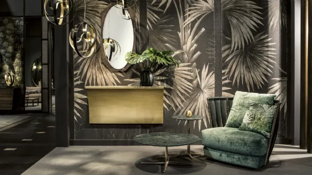 Leather and fabric Twist armchair by Cantori.