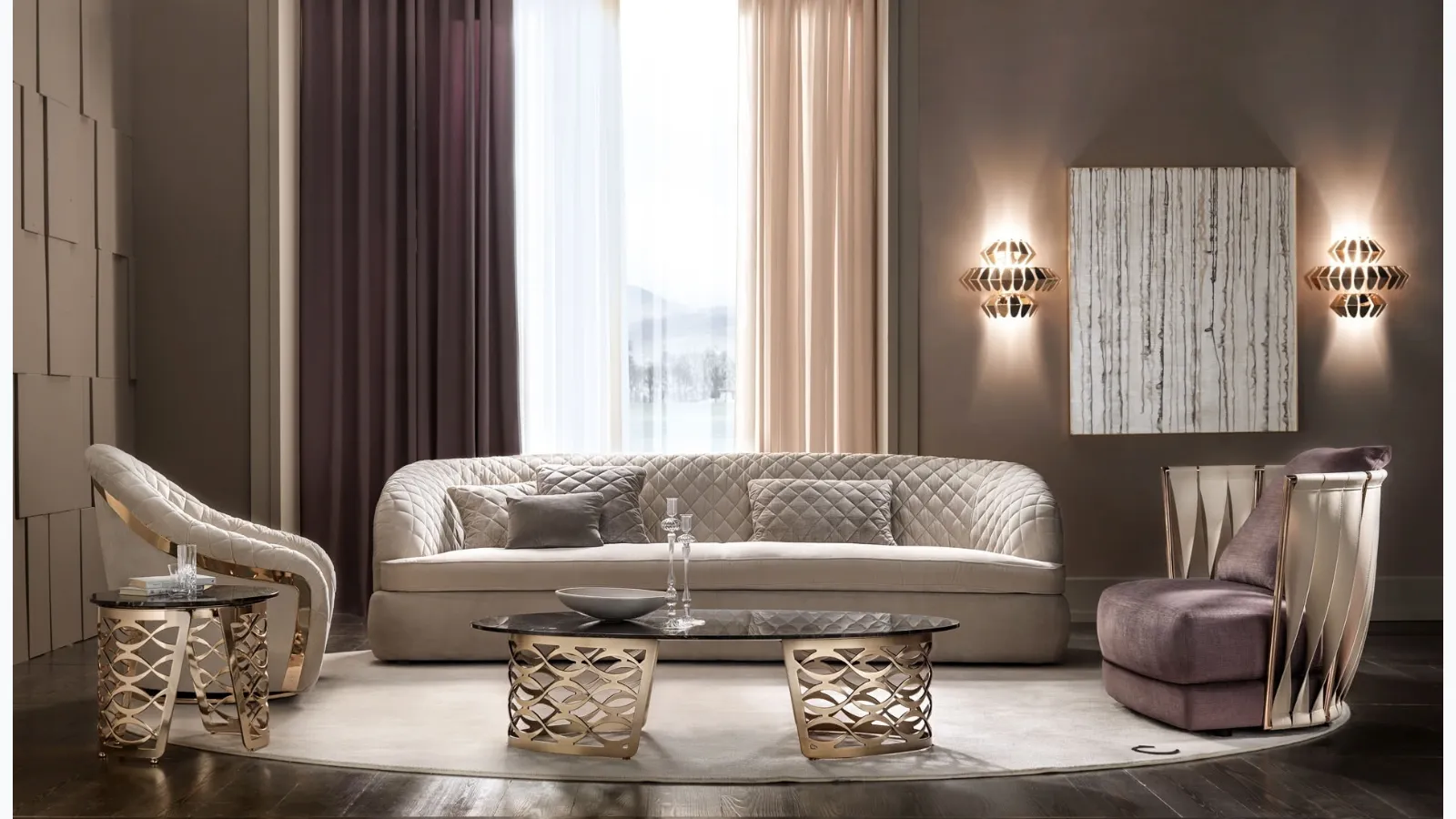 Armchair in leather and fabric Twist by Cantori