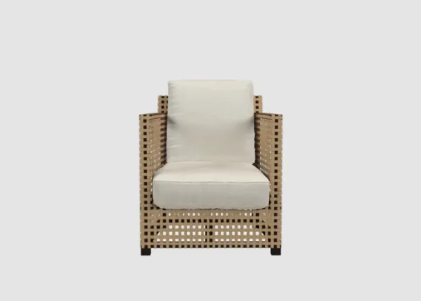 Armchair in parchment and WK fabric by Gervasoni.