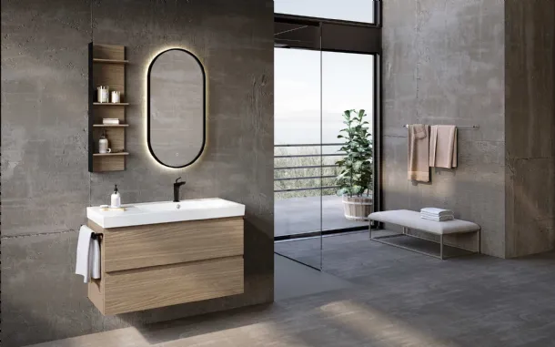 Suspended Bathroom Vanity Block Just C34 by Azzurra.