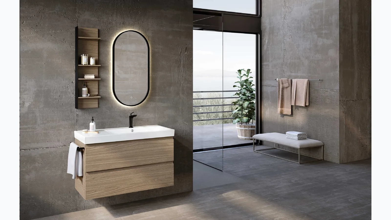 Suspended Bathroom Vanity Block Just C34 by Azzurra.